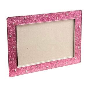 Pink Glitter Rhinestone Picture Frame 3.5x5.5 Barbiecore Bejeweled 2-Way